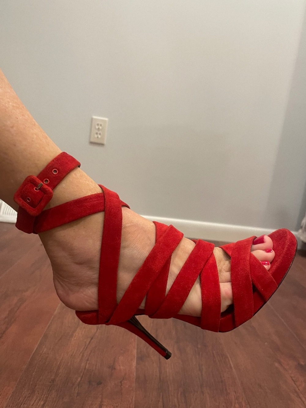 ALEXANDER WANG Red Suede High Heel Sandals